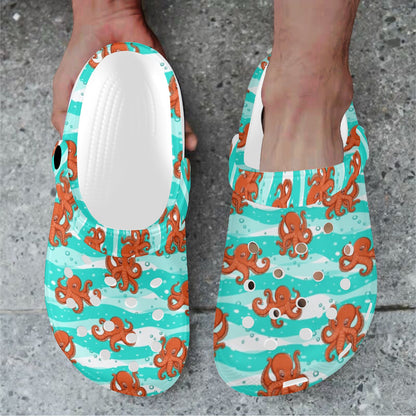 Octopus Cute Design Print Themed Unisex Clogs Shoes