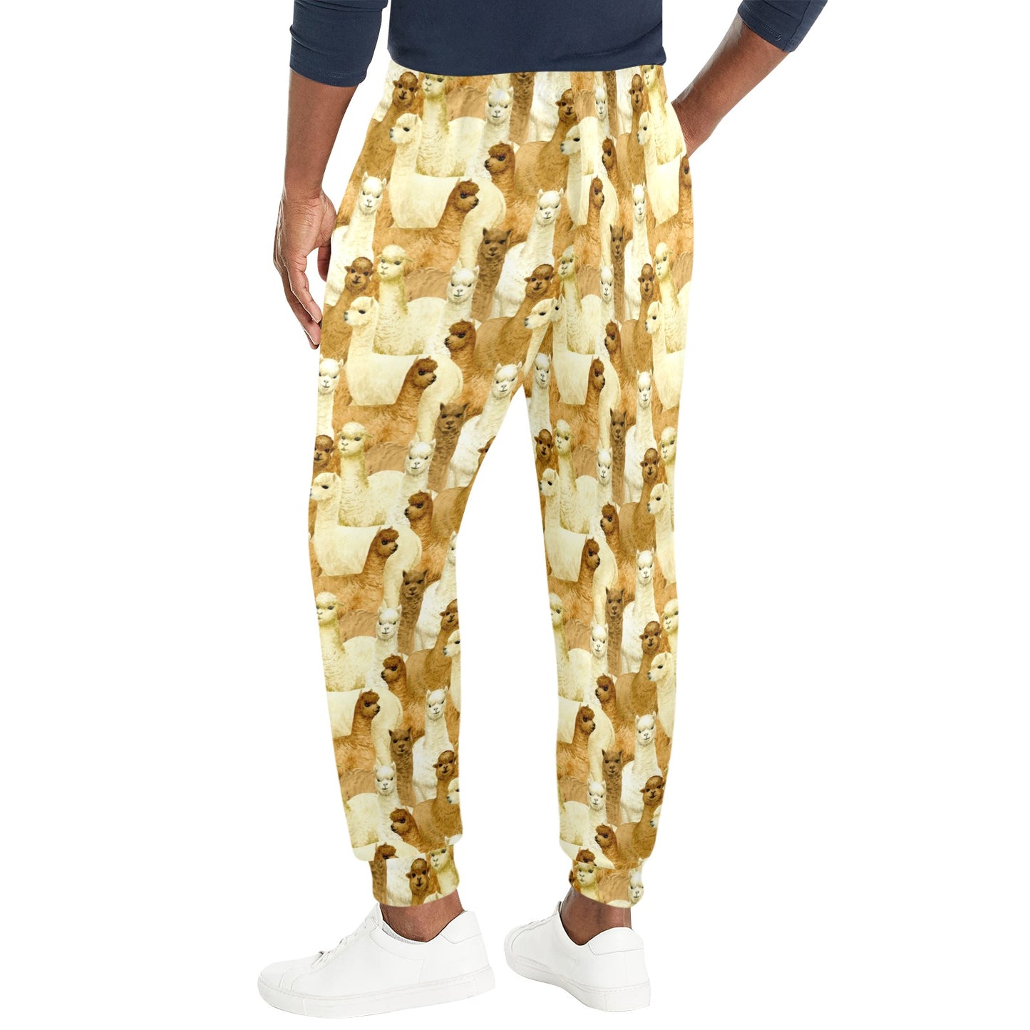 Alpaca Watercolor Design Themed Print Men's Casual Track Pants