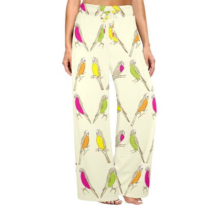Parakeet Pattern Print Design A01 Women's Wide Leg Lounge Pants