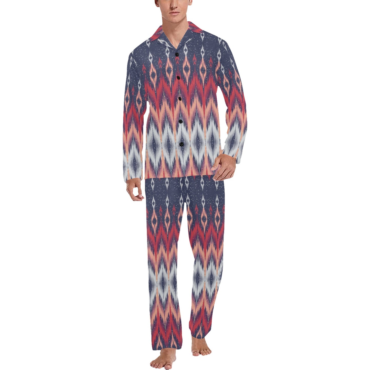 Ikat Print Design LKS401 Men's Long Pajama Set