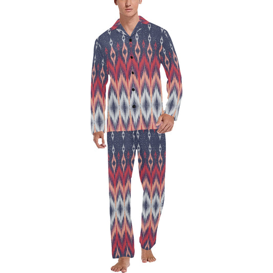 Ikat Print Design LKS401 Men's Long Pajama Set
