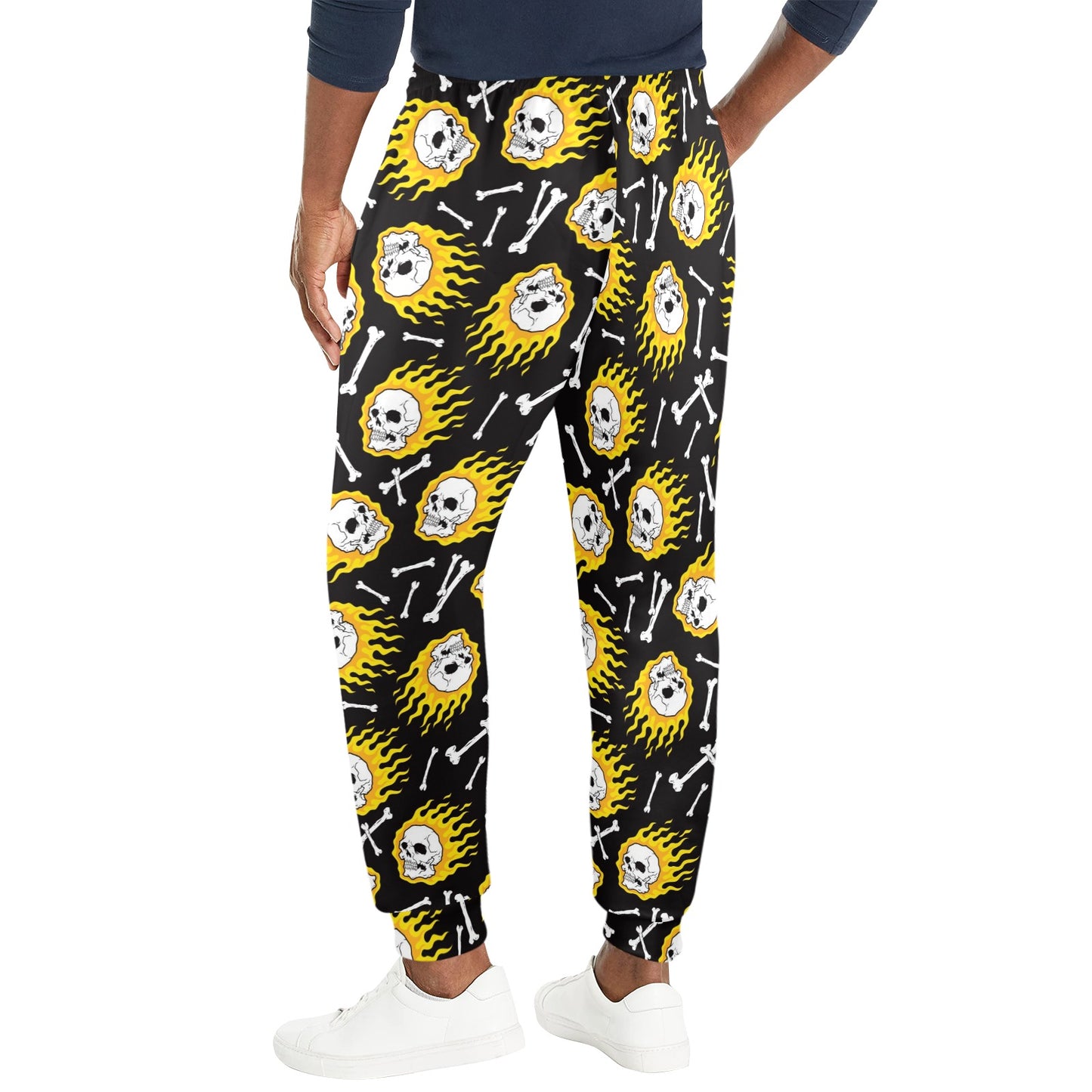 flaming skulls Design Print Pattern JJ0179 Men's Casual Track Pants