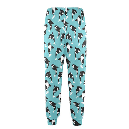 Whale Action Design Themed Print Men's Casual Track Pants