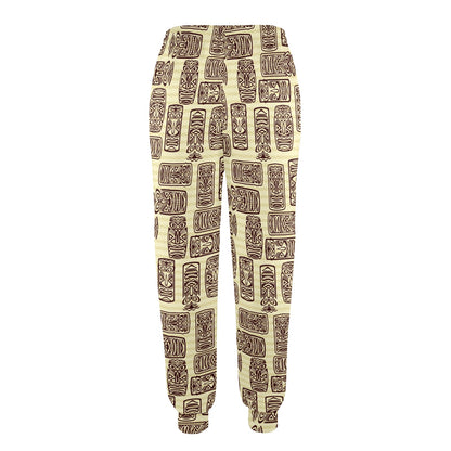 Tiki Brown Mask Print Women's Casual Track Pants