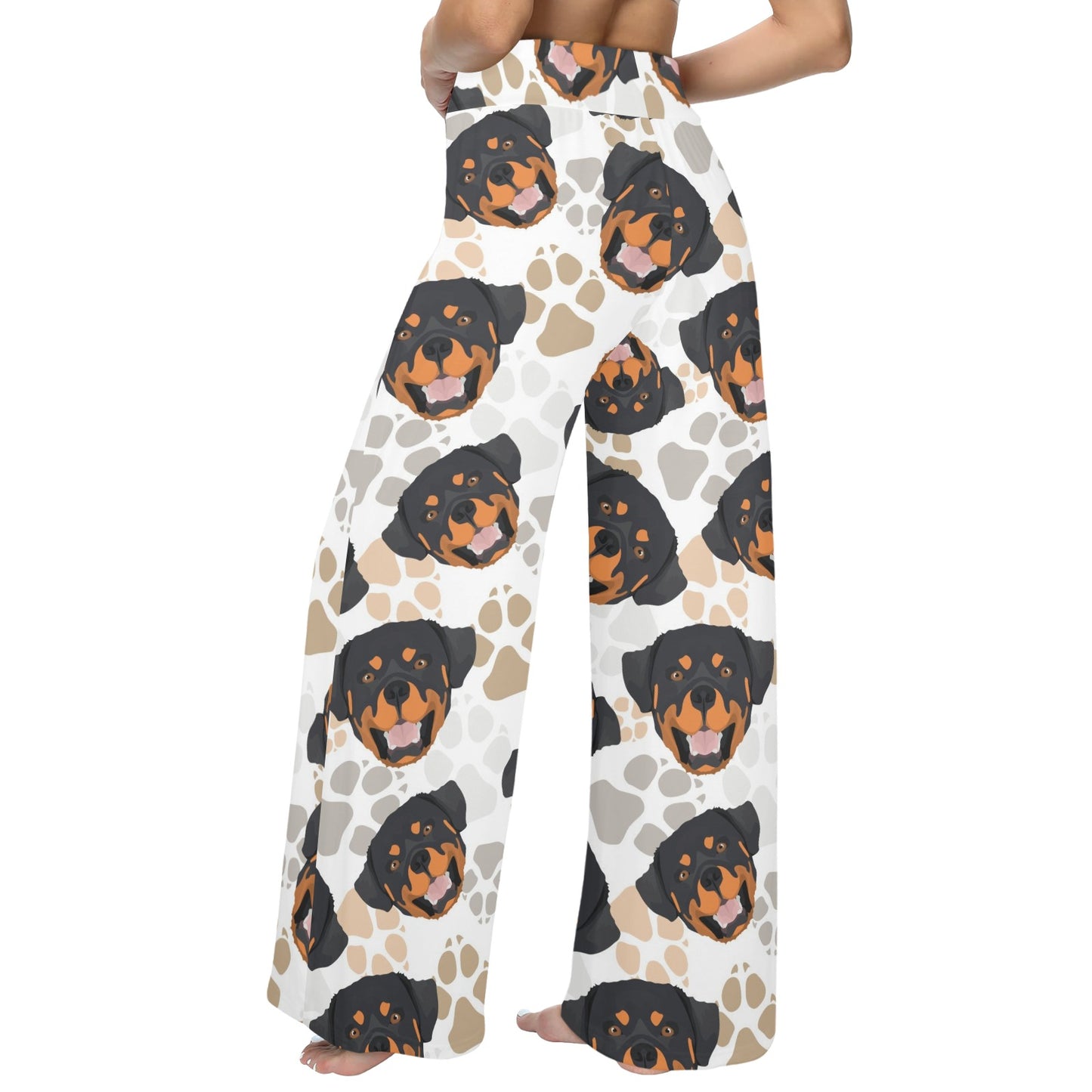 Rottweiler Pattern Print Design A03 Women's Wide Leg Lounge Pants