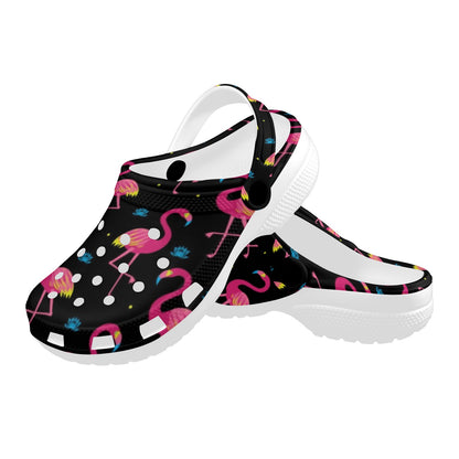 Flamingo Pink Neon Print Pattern Unisex Clogs Shoes