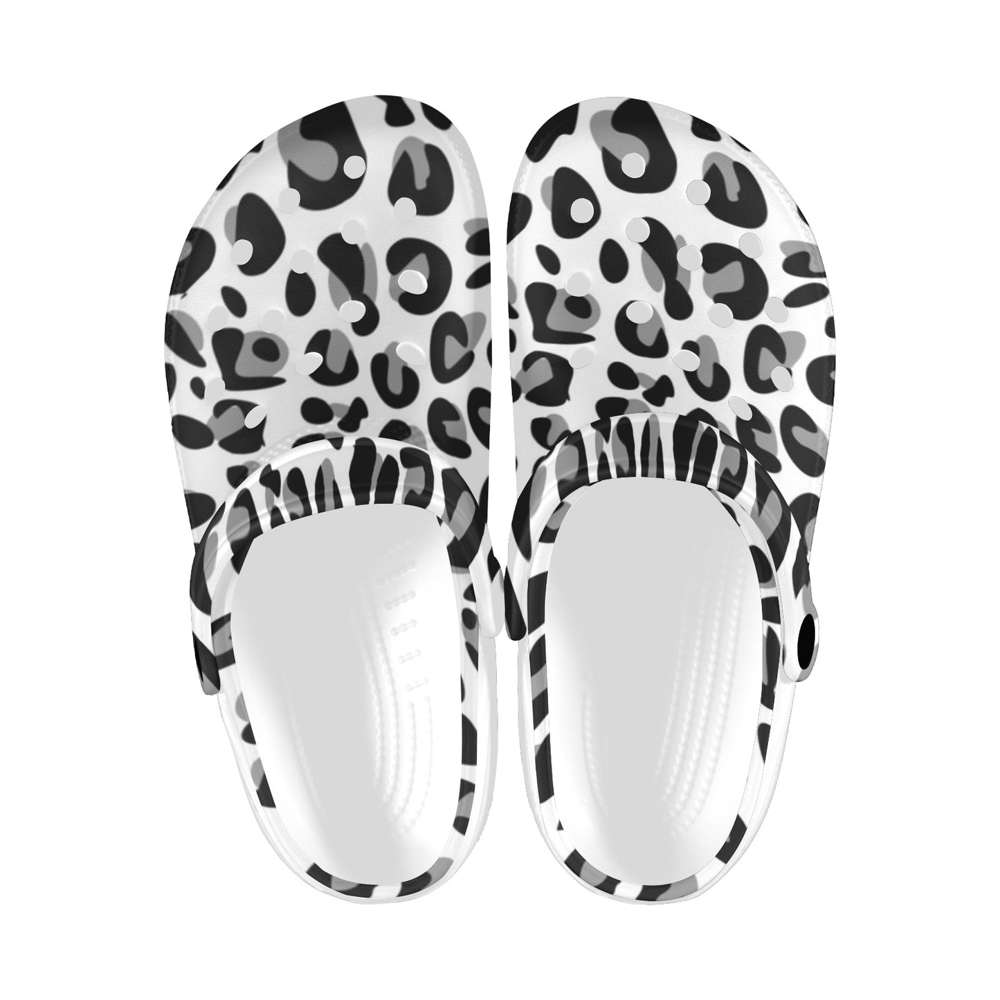 Snow Leopard Skin Print Unisex Clogs Shoes