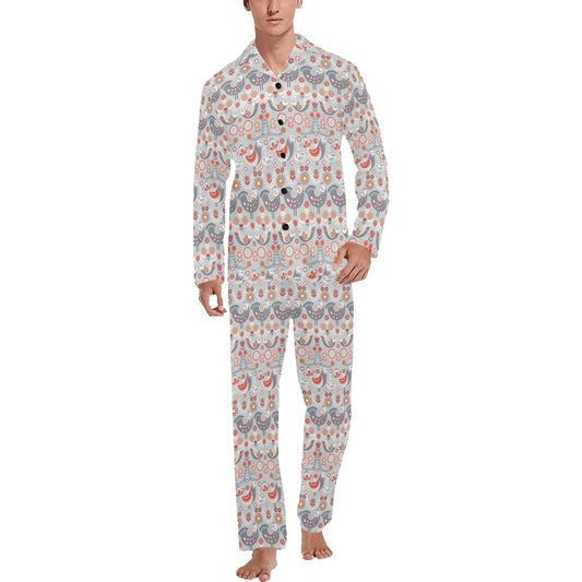 Swedish Nordic Design Print Men's Long Pajama Set