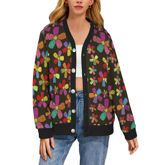 Flower Power Colorful Print Pattern Women's Cardigan