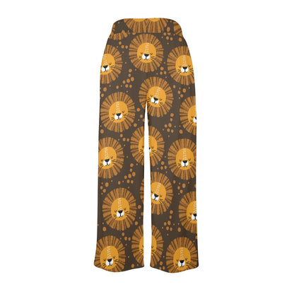 Lion Cartoon Pattern Print Design 01 Women's Wide Leg Lounge Pants