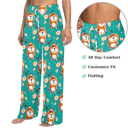 Hamster Pattern Print Design 01 Women's Wide Leg Lounge Pants