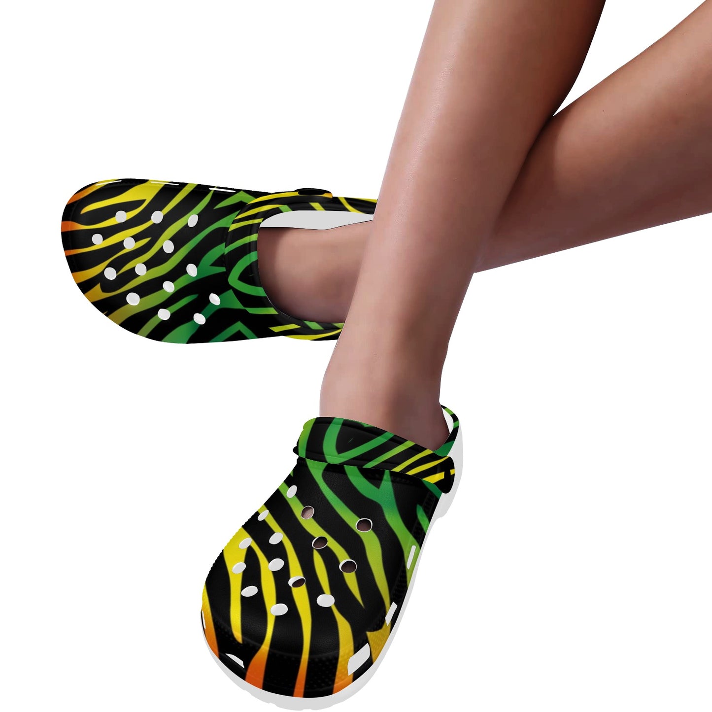 Rainbow Zebra Themed Print Unisex Clogs Shoes