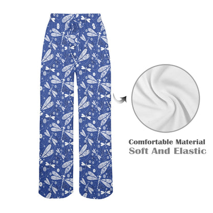 Dragonfly Pattern Print Design 03 Women's Wide Leg Lounge Pants