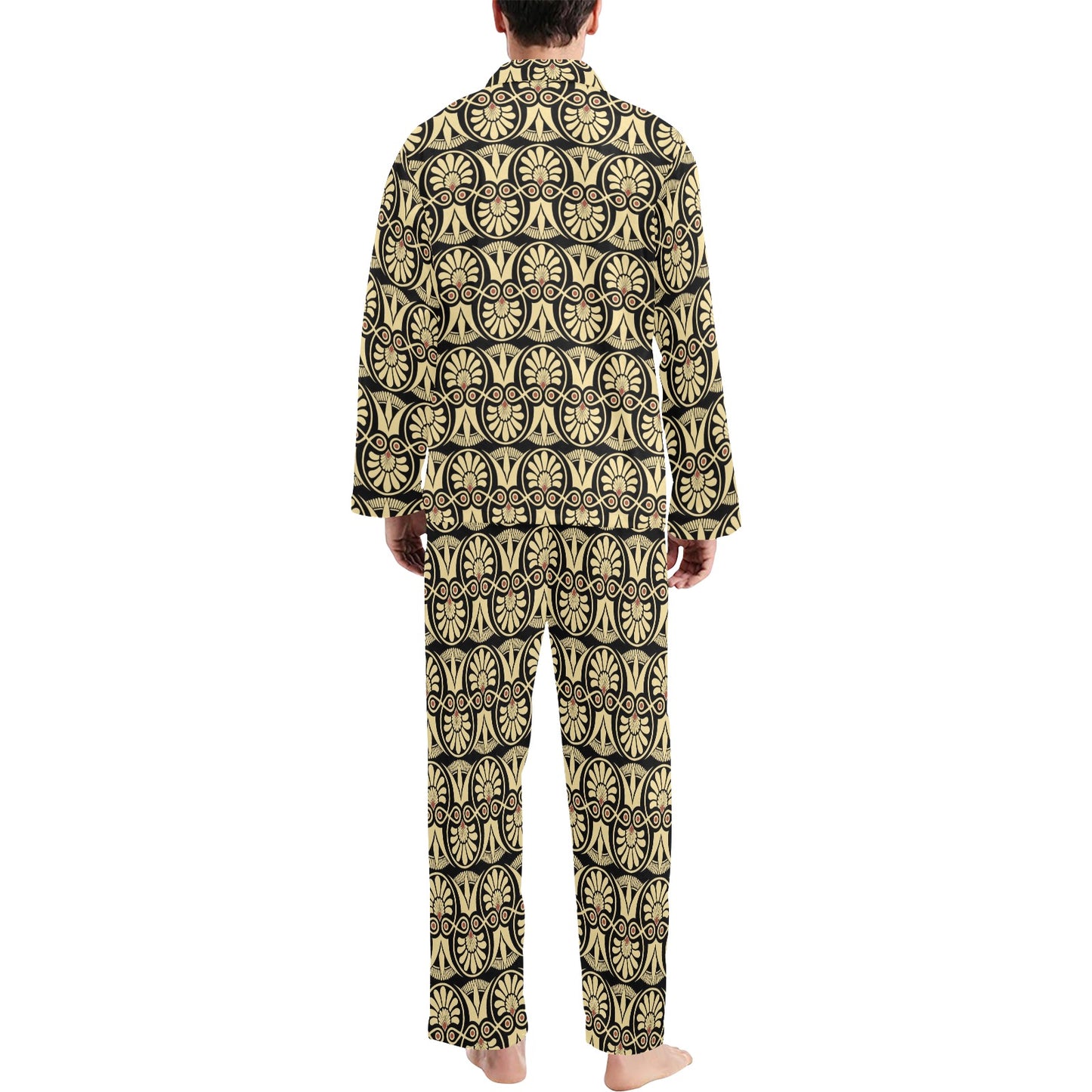 Ancient Greek Print Design LKS3014 Men's Long Pajama Set