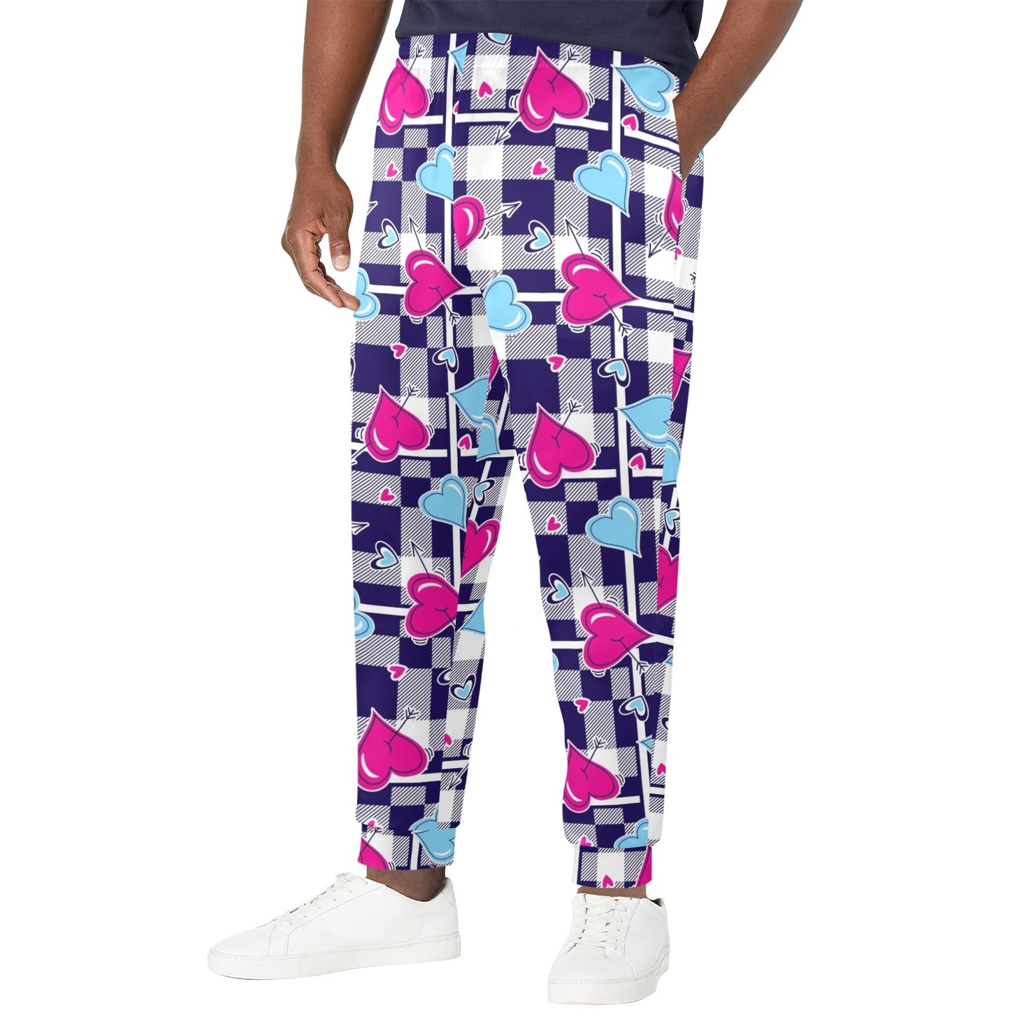Heart Design Print Pattern JJ0335 Men's Casual Track Pants