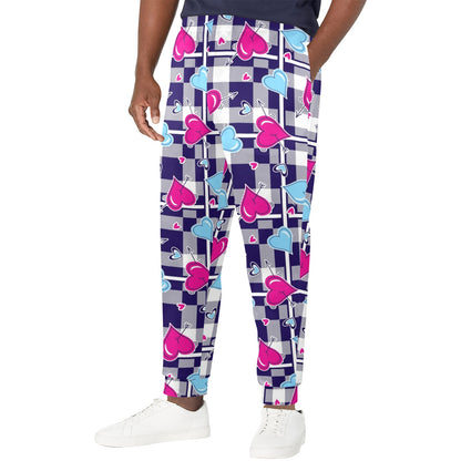 Heart Design Print Pattern JJ0335 Men's Casual Track Pants