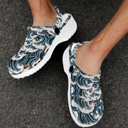 Surf Wave Pattern Print Unisex Clogs Shoes