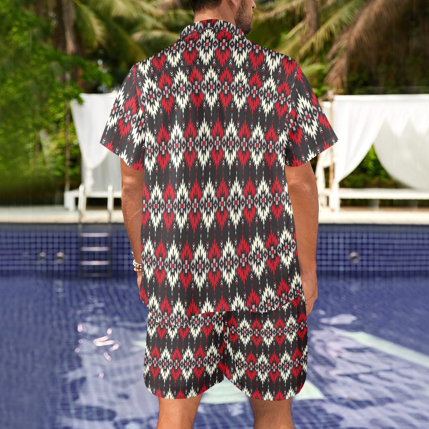 Southwestern Pattern Men's Beach Shirt and Shorts Set