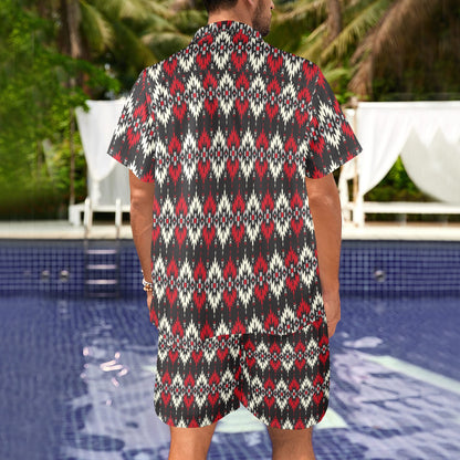 Southwestern Pattern Men's Beach Shirt and Shorts Set