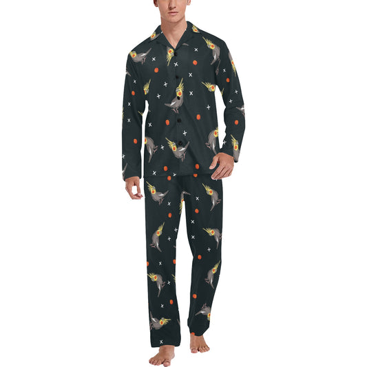 Cockatiel Pattern Print Design 02 Men's Long Pajama Set