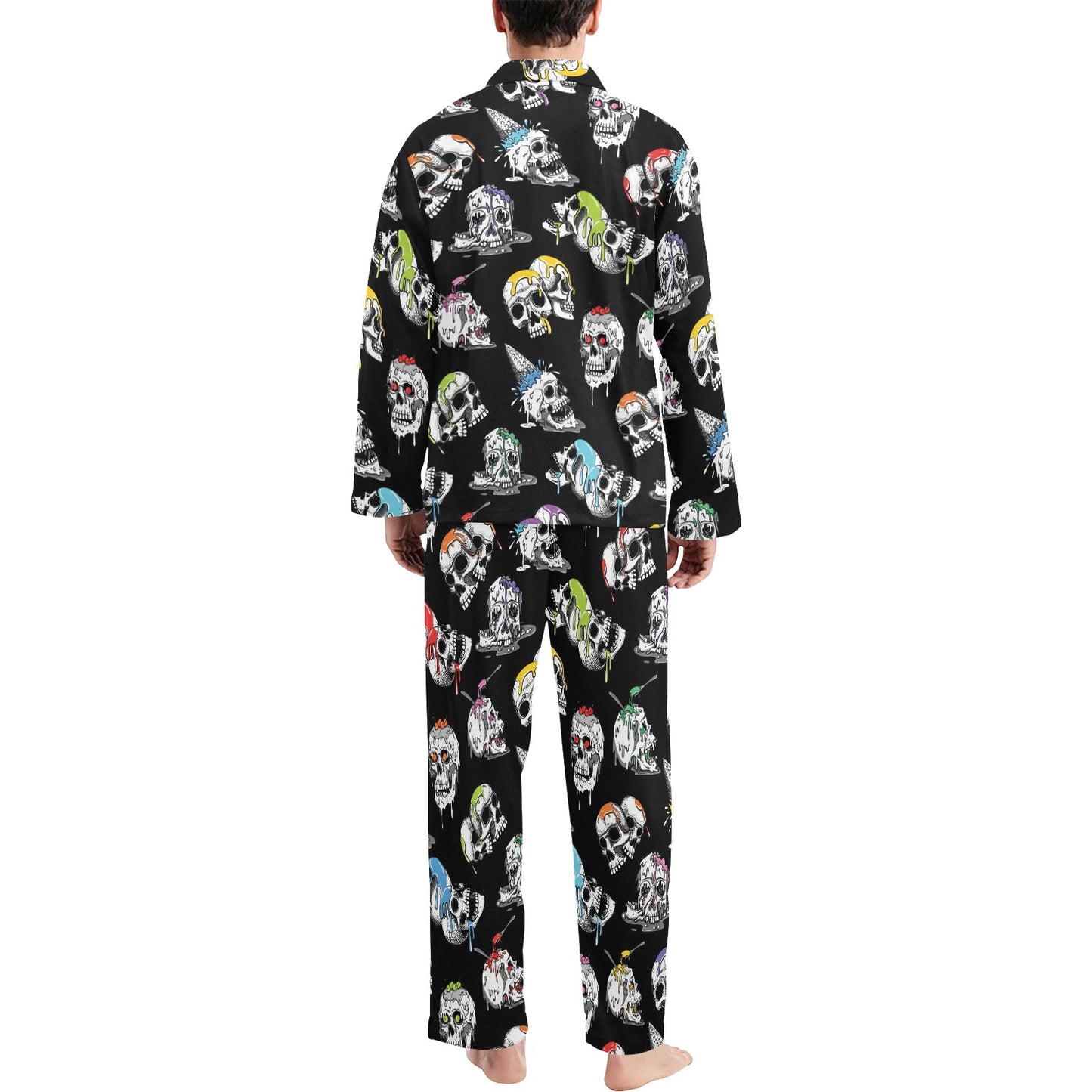 Skull Print Design LKS3013 Men's Long Pajama Set