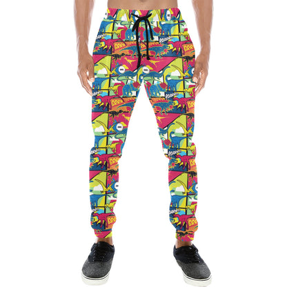 Dinosaur Comic Pop Art Style Men's Sweatpants