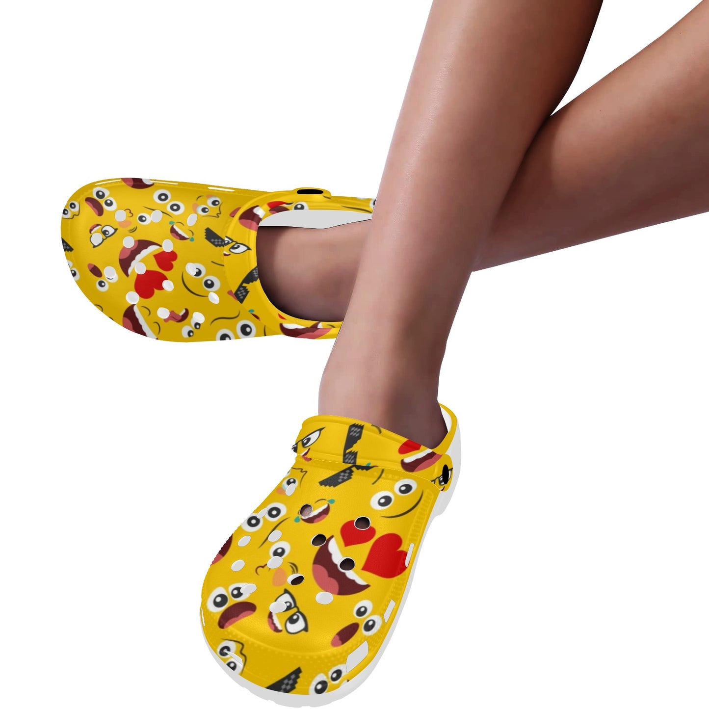 Emoji Face Print Pattern Unisex Clogs Shoes