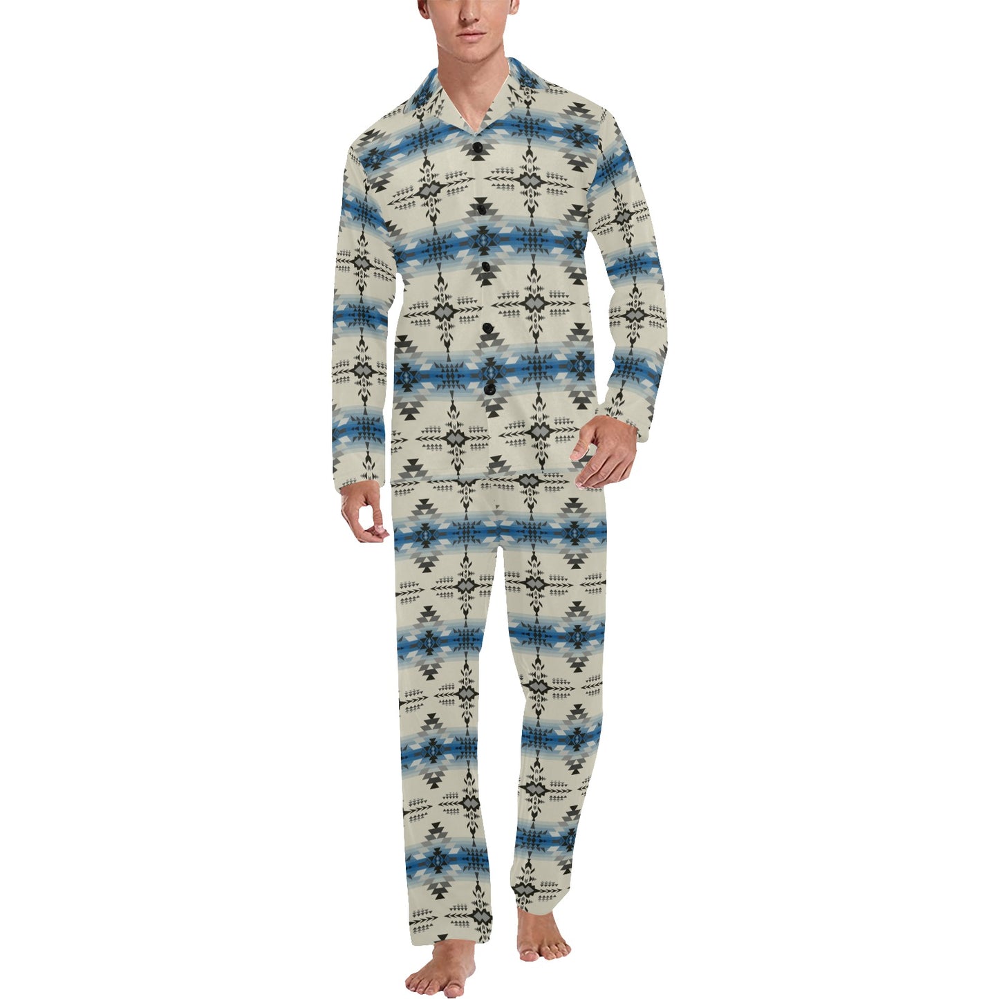 Southwest Pattern Print Design LKS304 Men's Long Pajama Set