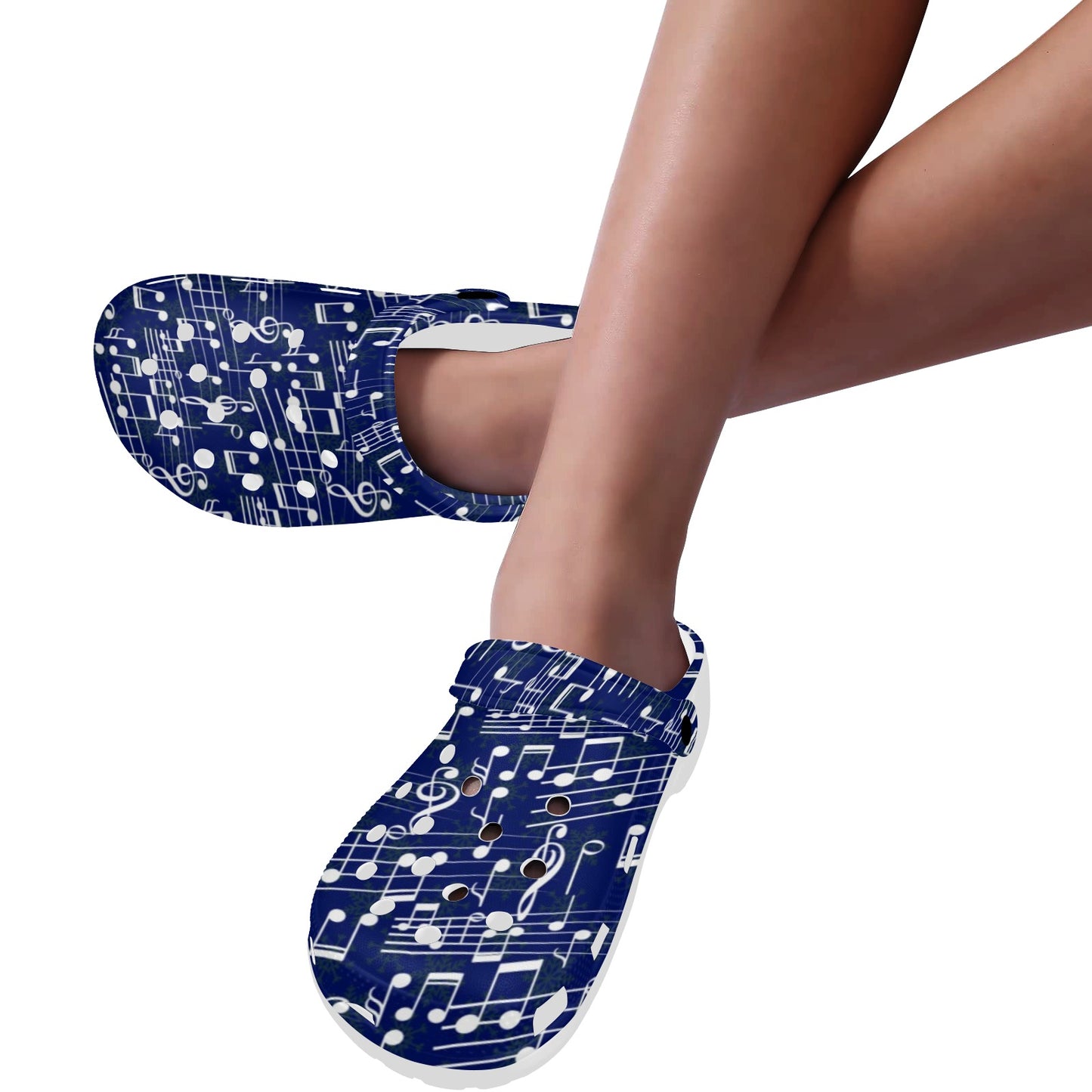 Music Note Blue Themed Print Unisex Clogs Shoes