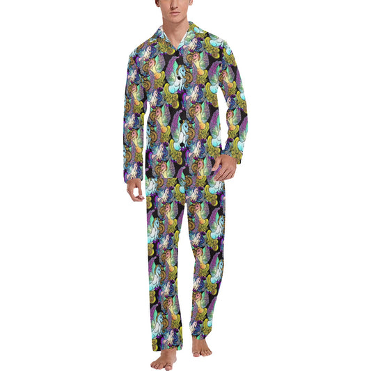 Unicorn With Wings Print Pattern Men's Long Pajama Set
