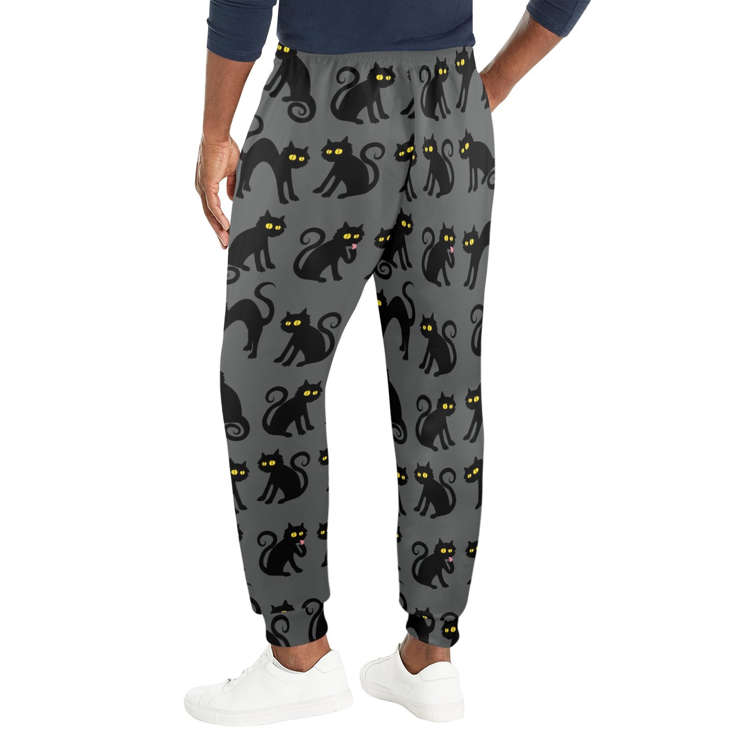 Black Cat Cute Print Pattern Men's Casual Track Pants