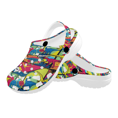 Dinosaur Comic Pop Art Style Unisex Clogs Shoes