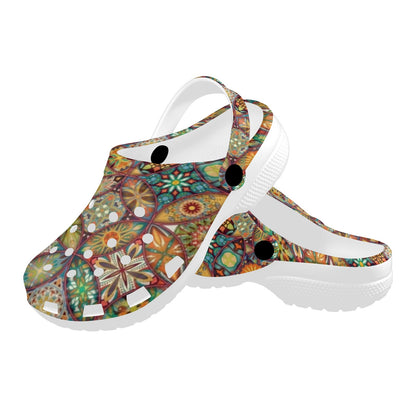 Mandala Flower Themed Design Print Unisex Clogs Shoes