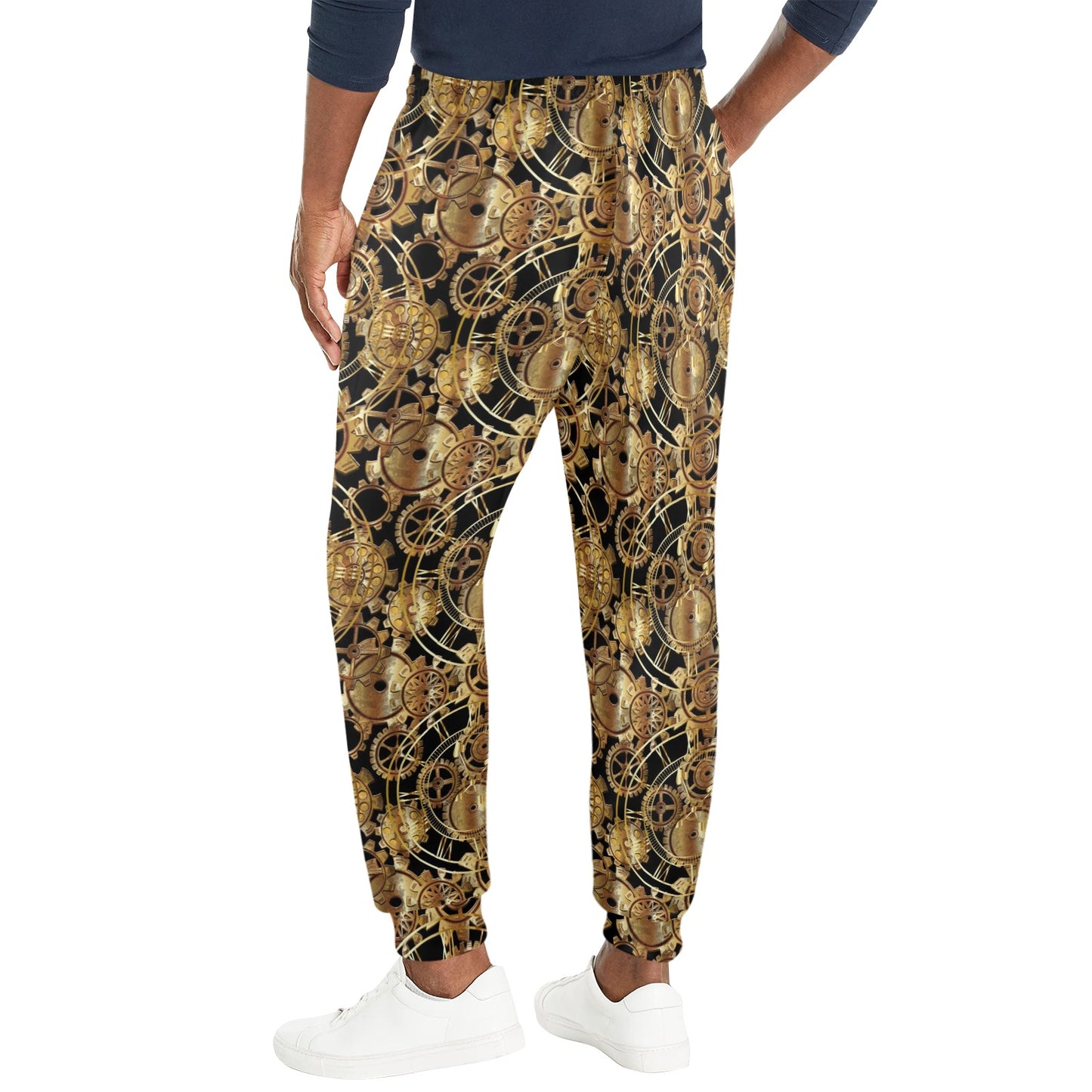 Steampunk Gear Design Themed Print Men's Casual Track Pants