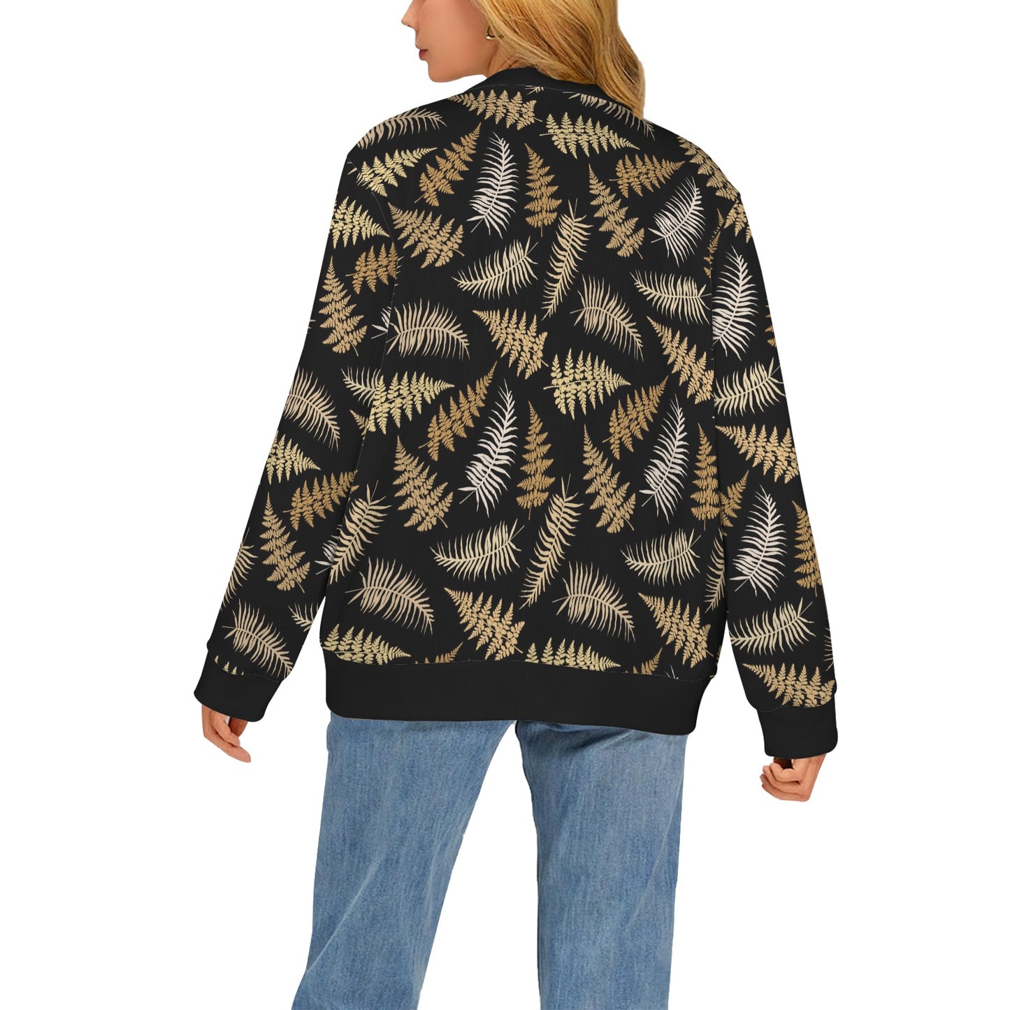 Fern Leave Bright Print Pattern Women's Cardigan