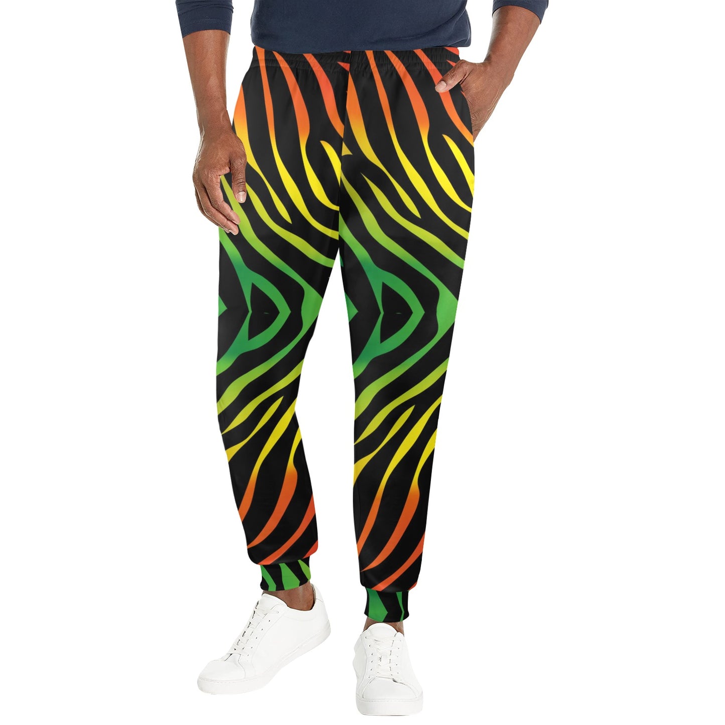 Rainbow Zebra Themed Print Men's Casual Track Pants