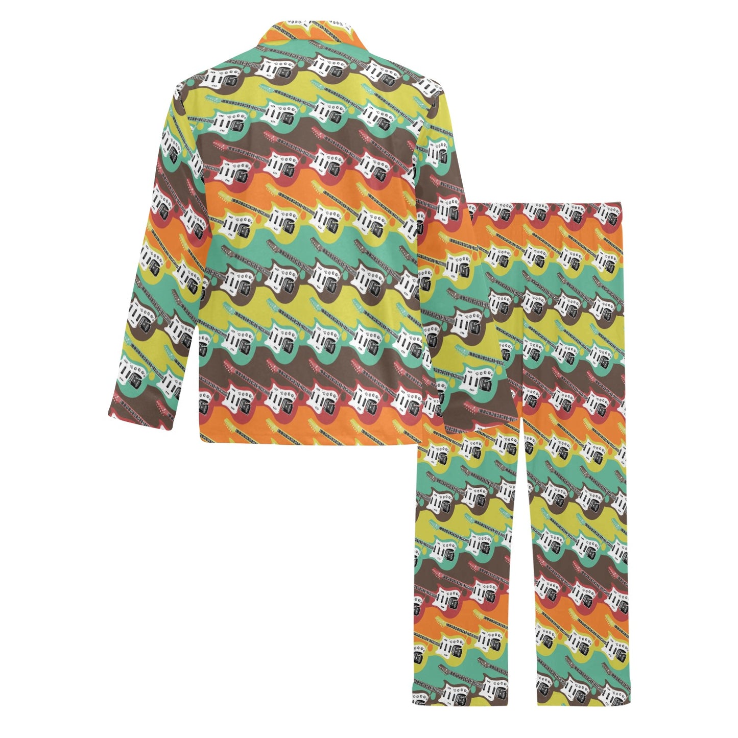 Electric Guitar Print Design LKS401 Men's Long Pajama Set