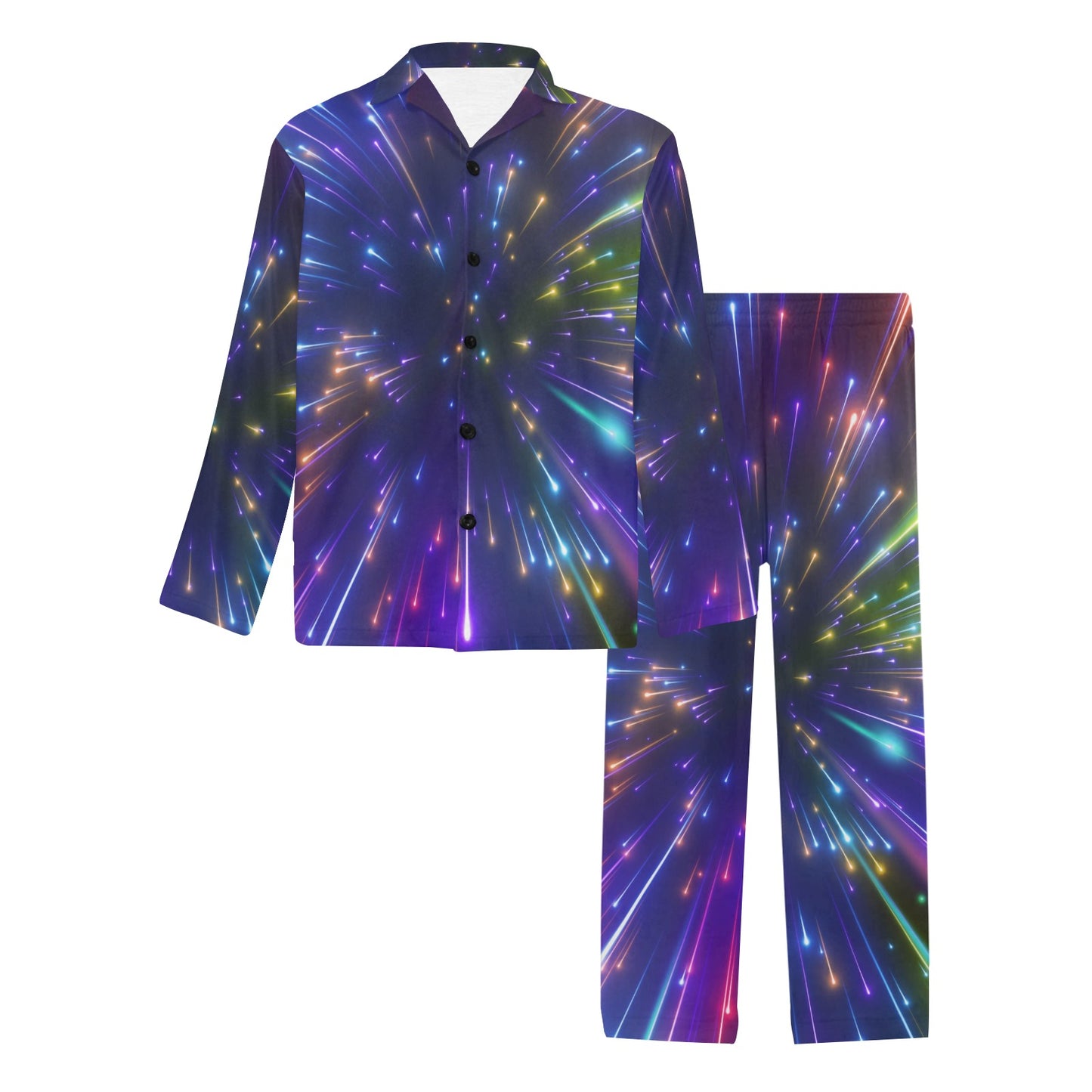 Celestial Rainbow Speed Light Men's Long Pajama Set