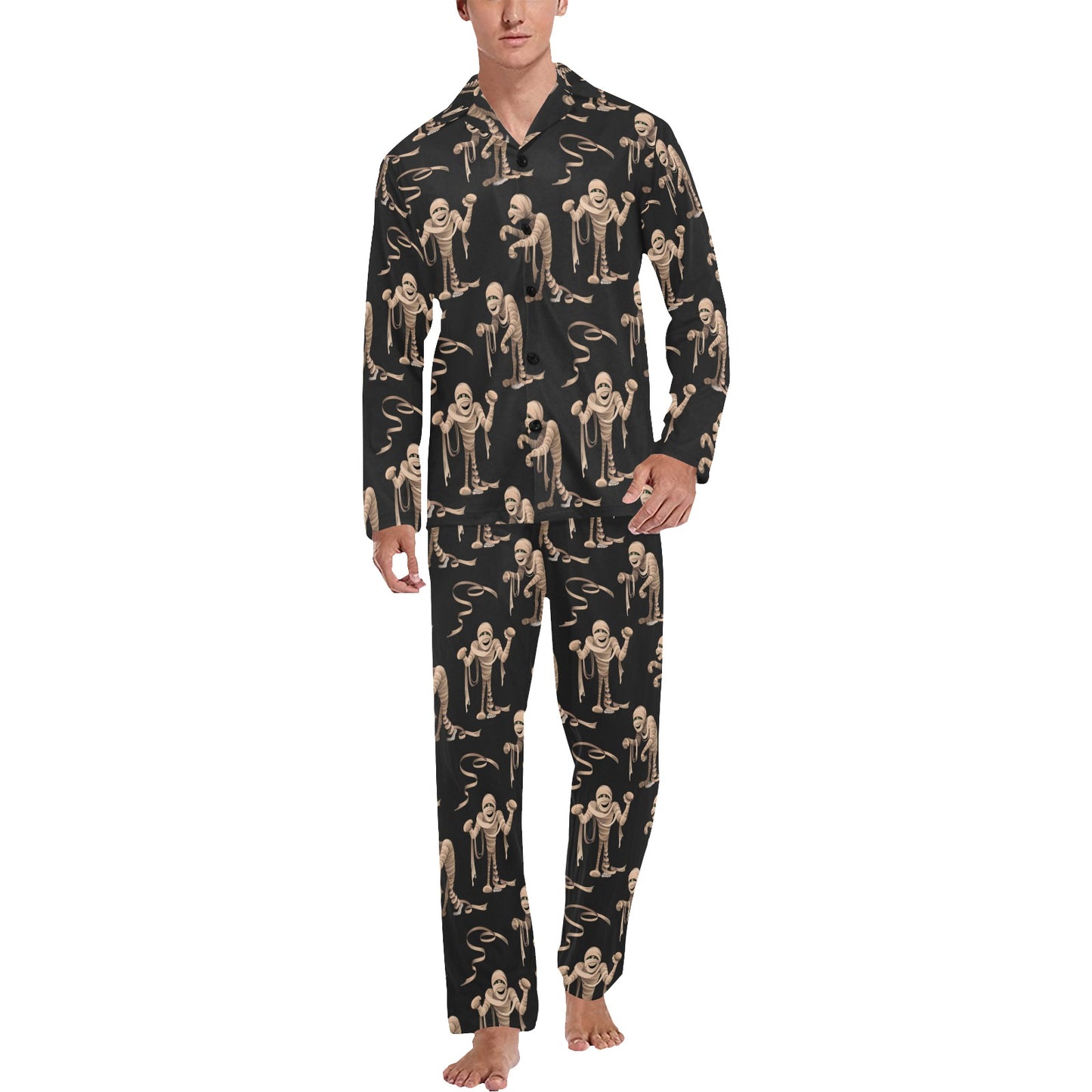 Mummy Print Design LKS302 Men's Long Pajama Set
