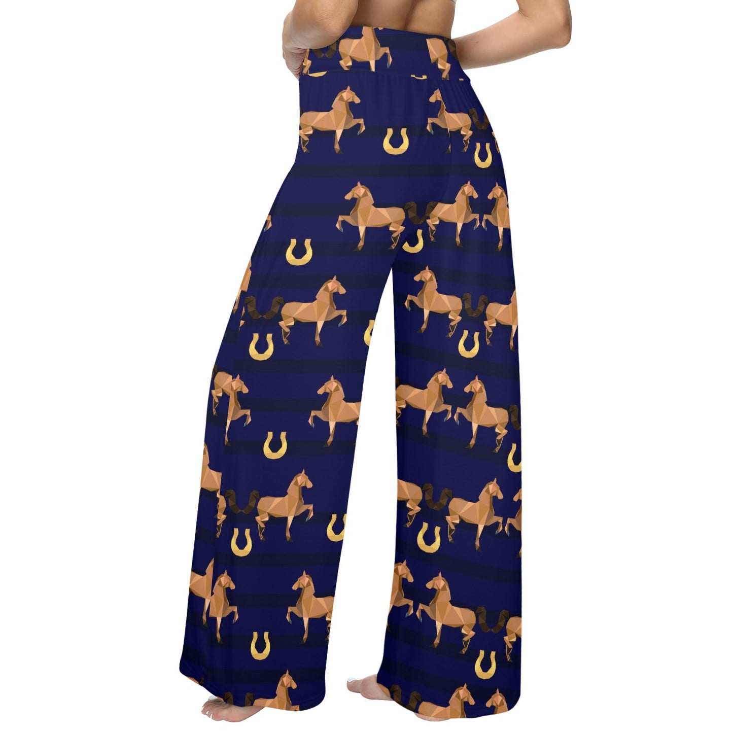 Horse Luxury Themed Pattern Print Women's Wide Leg Lounge Pants