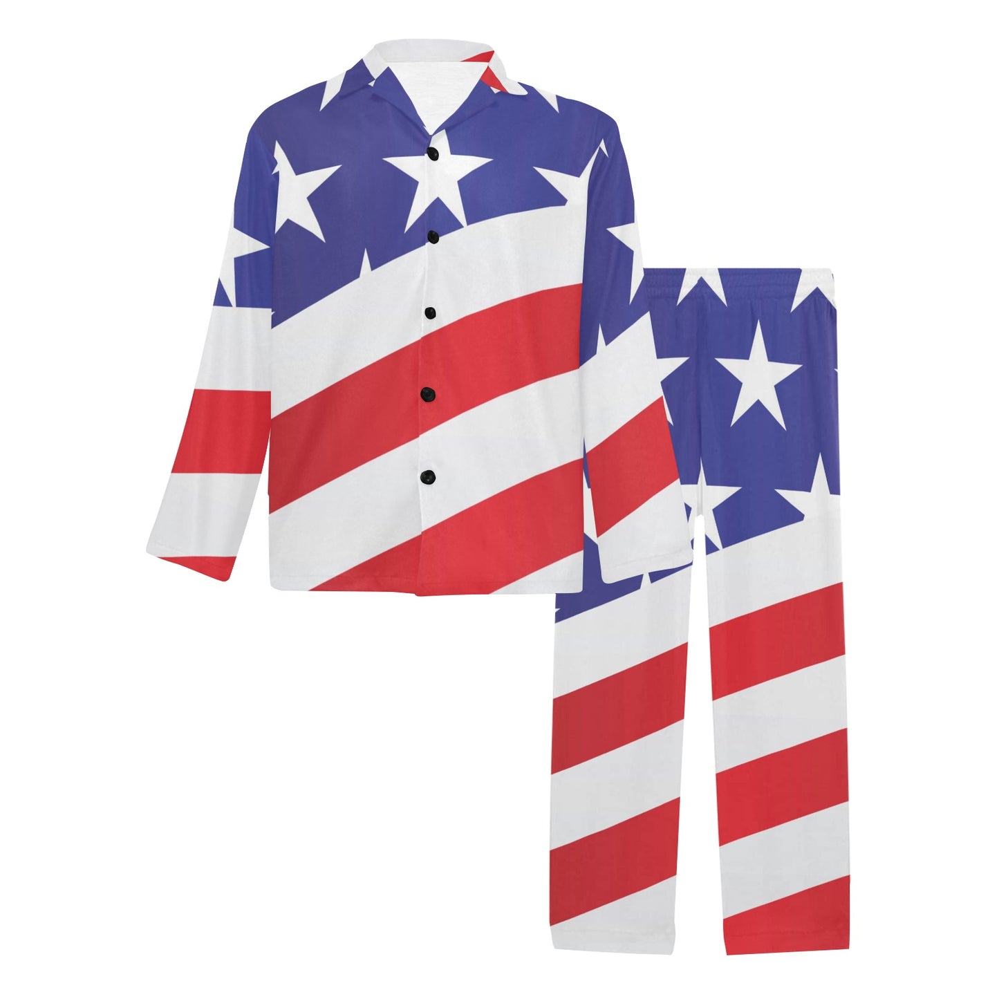 American flag Print Men's Long Pajama Set