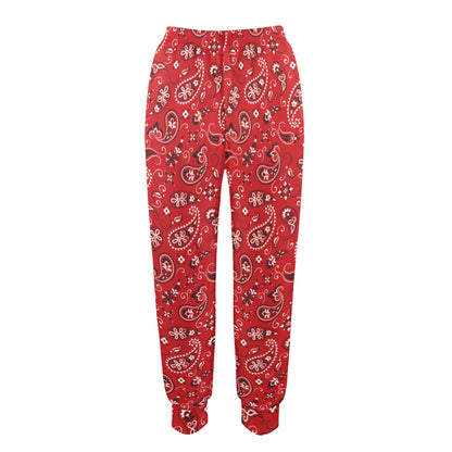 Bandana Paisley Red Print Design LKS3011 Women's Casual Track Pants