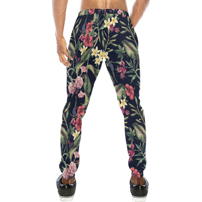 Tropical Flower Pattern Men's Sweatpants