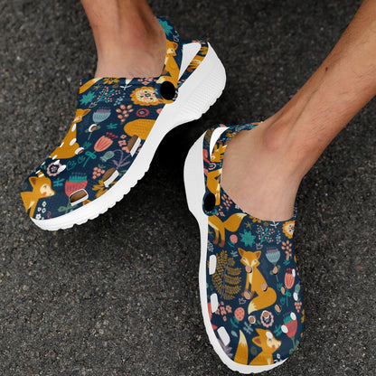 Fox Cute Jungle Print Pattern Unisex Clogs Shoes