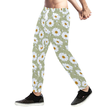 Daisy Yellow Print Pattern Men's Sweatpants