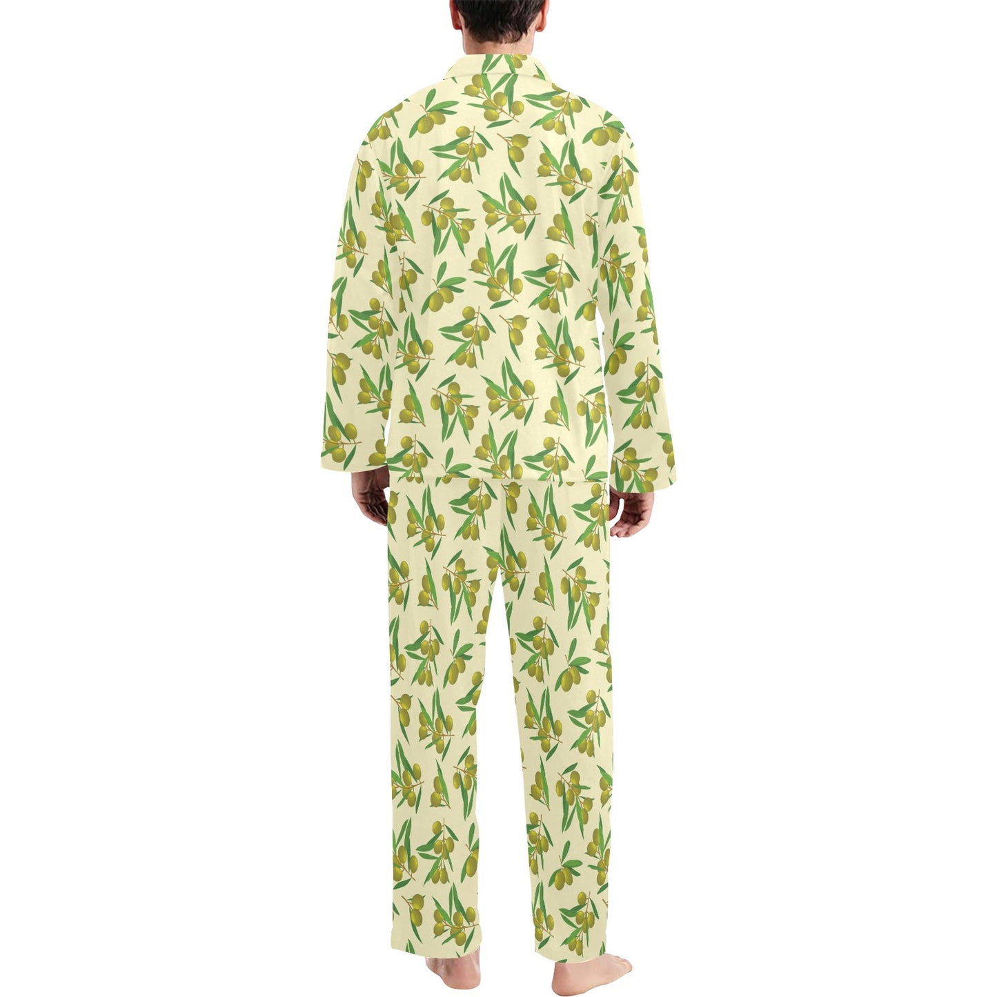 Olive Print Design LKS302 Men's Long Pajama Set