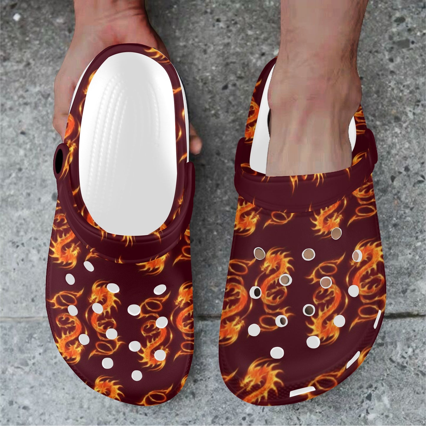 Dragons Fire Design Unisex Clogs Shoes