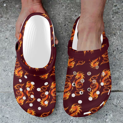 Dragons Fire Design Unisex Clogs Shoes