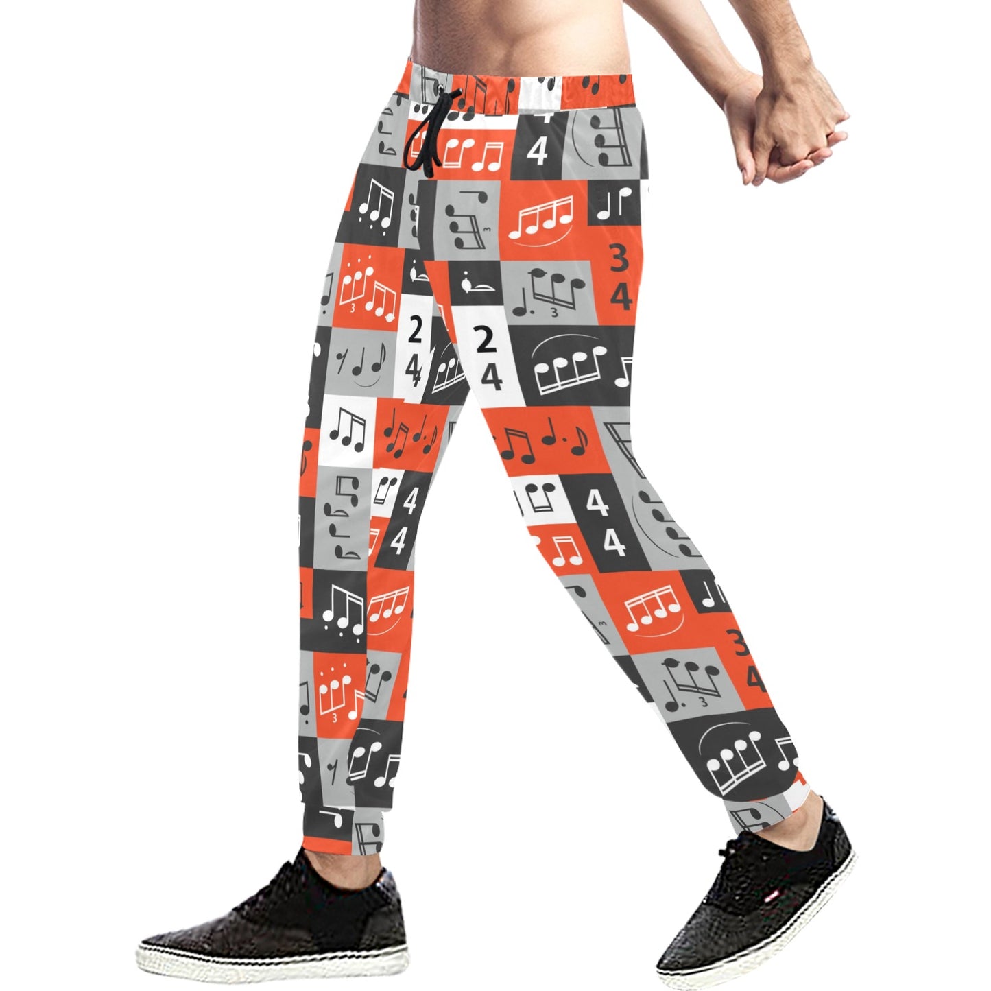 Music Note Design Themed Print Men's Sweatpants