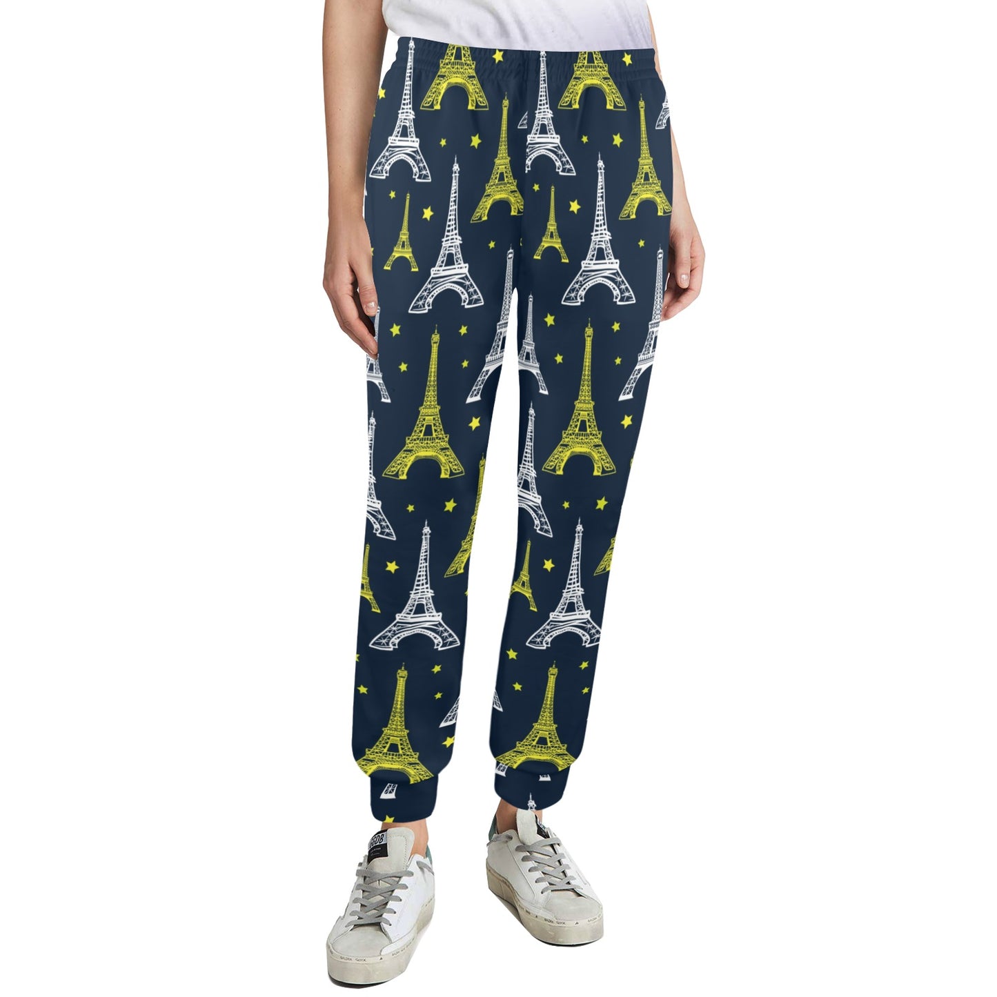 Eiffel Tower Star Print Women's Casual Track Pants